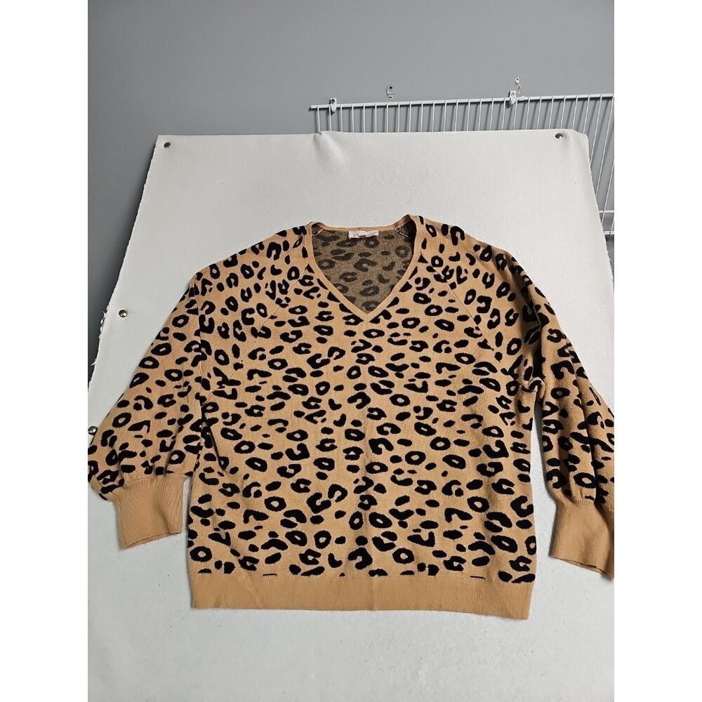 Philosophy Republic Leopard Print Sweater Womens Size‎ 3X Brown Black V-Neck